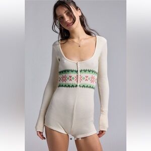 Out From Under Lounge Around Waffle
Knit Fairisle Romper NWT